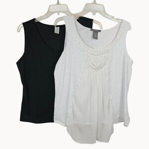 2 Piece Women's XL White/Black Sue & Lola Casual Layering Tank Tops